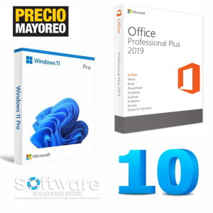 Bundle 10 Licencias Windows 11 Pro + Paquetería Microsoft Office Professional 2019 Digital Key